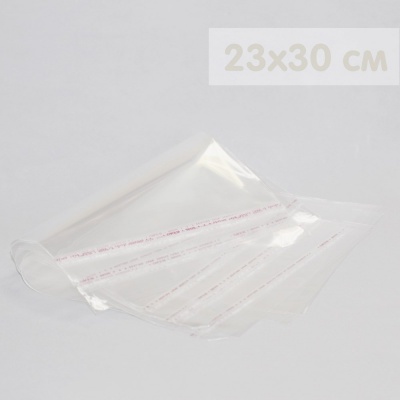 Пакеты с липкой лентой 100 шт (23х30 см) 30 мкр цвет прозрачный