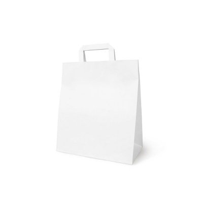 Бумажный крафт пакет с плоскими ручками (280x150x320 мм) цвет белый