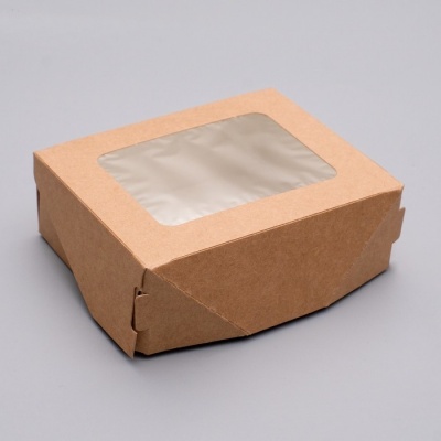 Коробка упаковочная с окошком (10х8х3.5 см) самосборная цвет бурый 3